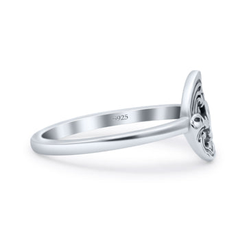 Crescent Sun Moon With Star Triple Statement Artisan Delightful Oxidized Band Thumb Ring